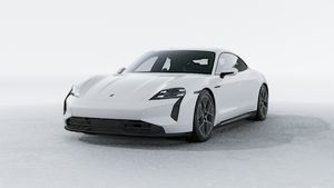 Exterior view of Taycan Turbo showing the front and left side of the car