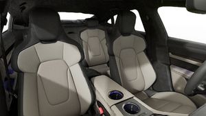 Interior view showing the front seats of Taycan Turbo S