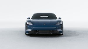 Exterior view of Taycan Turbo S showing the front of the car