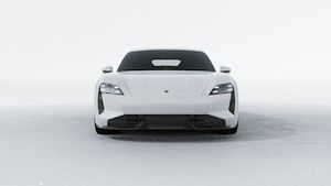 Exterior view of Taycan Turbo S showing the front of the car