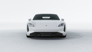 Exterior view of Taycan Turbo S showing the front of the car