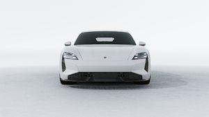 Exterior view of Taycan Turbo S showing the front of the car
