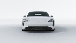 Exterior view of Taycan Turbo S showing the front of the car