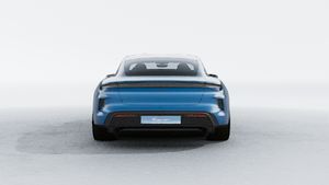 Exterior view of Taycan Turbo S showing the rear of the car