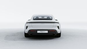 Exterior view of Taycan Turbo S showing the rear of the car