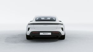 Exterior view of Taycan Turbo S showing the rear of the car