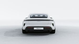 Exterior view of Taycan Turbo S showing the rear of the car
