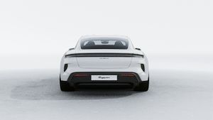 Exterior view of Taycan Turbo S showing the rear of the car