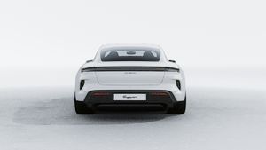 Exterior view of Taycan Turbo S showing the rear of the car