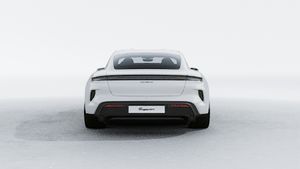 Exterior view of Taycan Turbo S showing the rear of the car