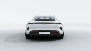 Exterior view of Taycan Turbo S showing the rear of the car