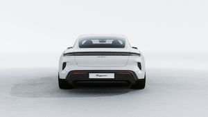 Exterior view of Taycan Turbo S showing the rear of the car