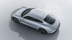 Exterior view of Taycan Turbo S seen from above