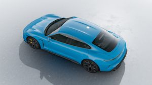 Exterior view of Taycan Turbo S seen from above