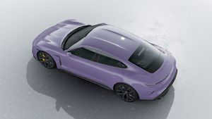 Exterior view of Taycan Turbo S seen from above