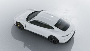 Exterior view of Taycan Turbo S seen from above