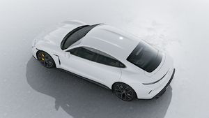 Exterior view of Taycan Turbo S seen from above
