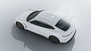 Exterior view of Taycan Turbo S seen from above