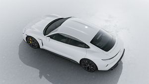 Exterior view of Taycan Turbo S seen from above