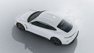 Exterior view of Taycan Turbo S seen from above