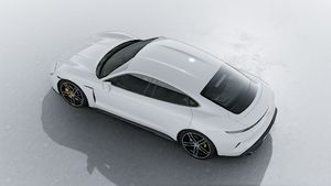 Exterior view of Taycan Turbo S seen from above