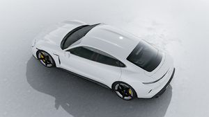 Exterior view of Taycan Turbo S seen from above