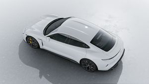 Exterior view of Taycan Turbo S seen from above