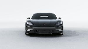 Exterior view of Taycan Black Edition showing the front of the car