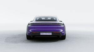 Exterior view of Taycan Black Edition showing the rear of the car