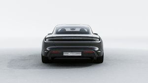 Exterior view of Taycan Black Edition showing the rear of the car