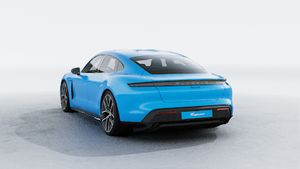 Exterior view of Taycan Black Edition showing the back and left side of the car
