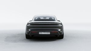 Exterior view of Taycan 4S Black Edition showing the rear of the car