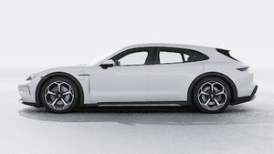 Exterior view of Taycan 4 Cross Turismo showing the left side of the car