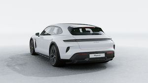 Exterior view of Taycan Turbo S Cross Turismo showing the back and left side of the car