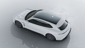 Exterior view of Taycan GTS Sport Turismo seen from above