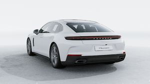 Exterior view of Panamera showing the back and left side of the car