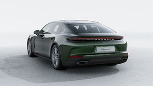 Exterior view of Panamera showing the back and left side of the car