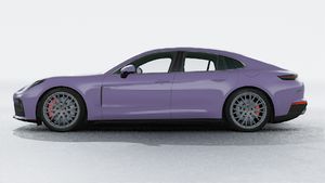 Exterior view of Panamera 4S E-Hybrid showing the left side of the car