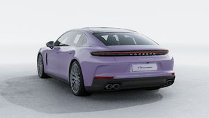 Exterior view of Panamera 4S E-Hybrid showing the back and left side of the car