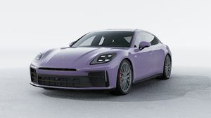 Exterior view of Panamera 4S E-Hybrid showing the front and left side of the car