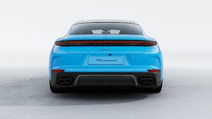 Exterior view of Panamera Turbo S E-Hybrid showing the rear of the car